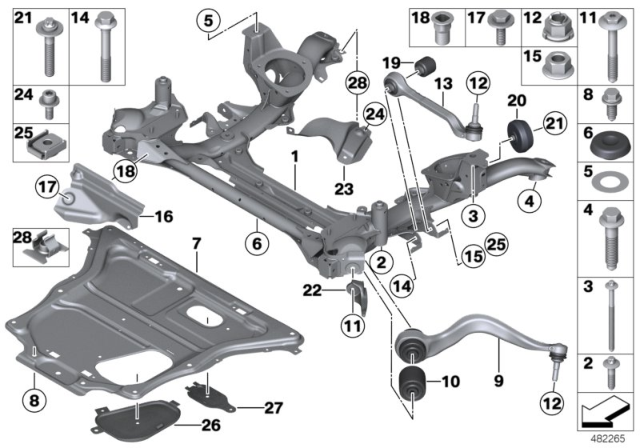 2015 BMW 228i xDrive Front Axle Support, Wishbone / Tension Strut Diagram