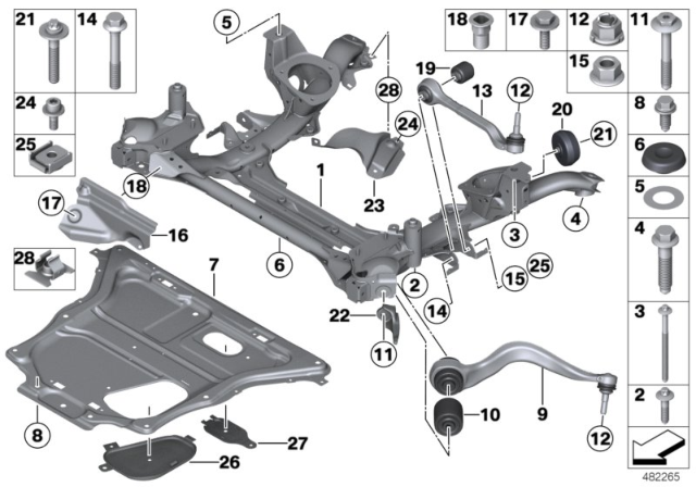 2015 BMW 428i xDrive Gran Coupe Front Axle Support, Wishbone / Tension Strut Diagram