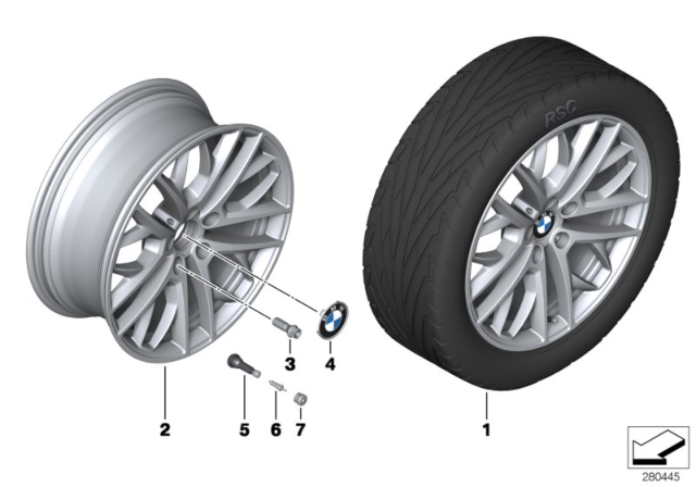 2014 BMW X1 Disc Wheel, Light Alloy, Bright-Turned Diagram for 36116854562