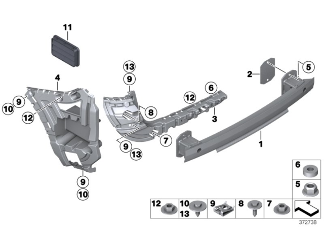 2011 BMW X3 Mounting, Bumper, Middle Rear Right Diagram for 51127239884