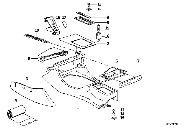 1992 BMW 735i Depositing Box Bottom Panel Diagram for 51161975137