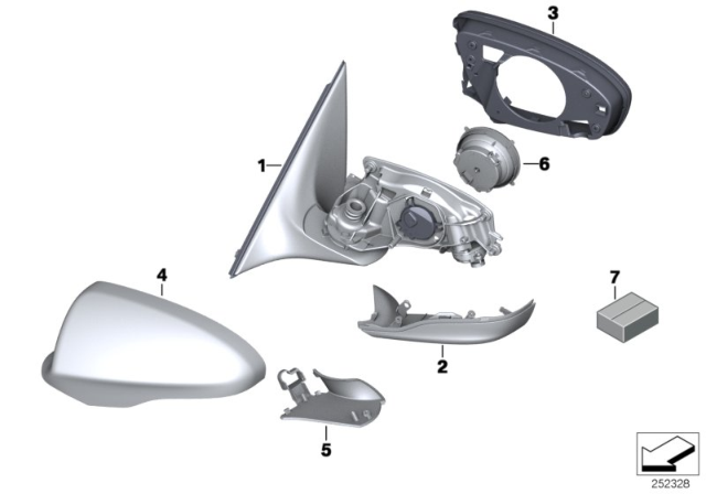 2015 BMW M5 M Extension. Mirror Without Glass, Heated, Right Diagram for 51168049400