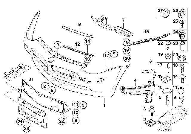 2001 BMW Z8 Retaining Strip, Bumper, Front Right Diagram for 51118242274