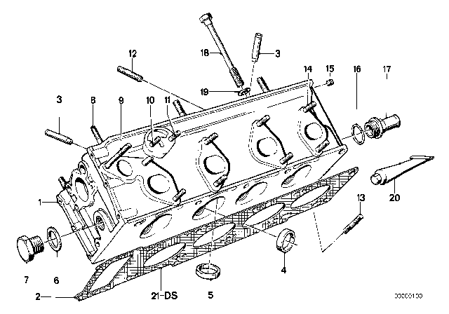 1985 BMW 318i Cylinder Head Diagram for 11121273918