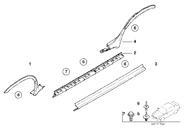 2006 BMW X5 Cover Door Sill / Wheel Arch Diagram