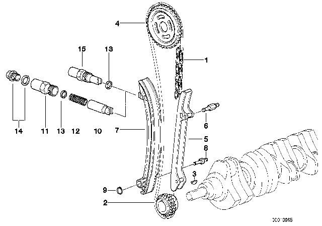 1993 BMW 320i Timing - Timing Chain Lower P Diagram