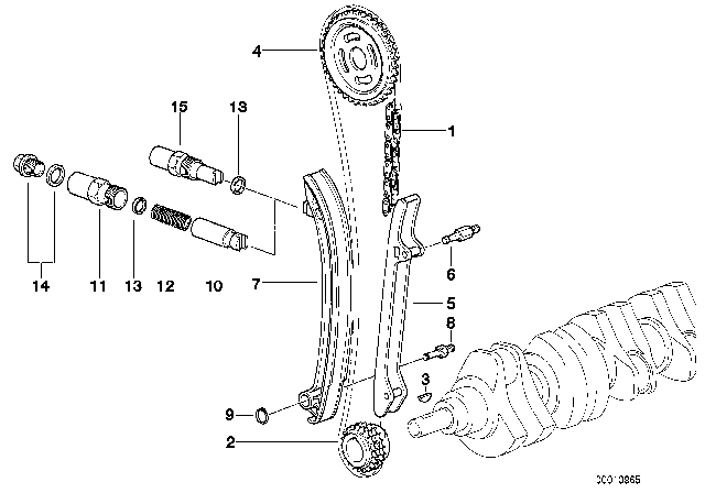 1995 BMW 525i Timing - Timing Chain Lower P Diagram