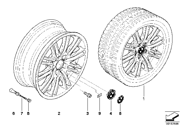 2007 BMW Z4 M Screw-In Valve, Rdc Diagram for 36111095375