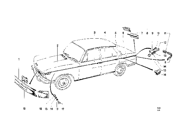 1969 BMW 2000 Moulding Front Right Diagram for 51135780117