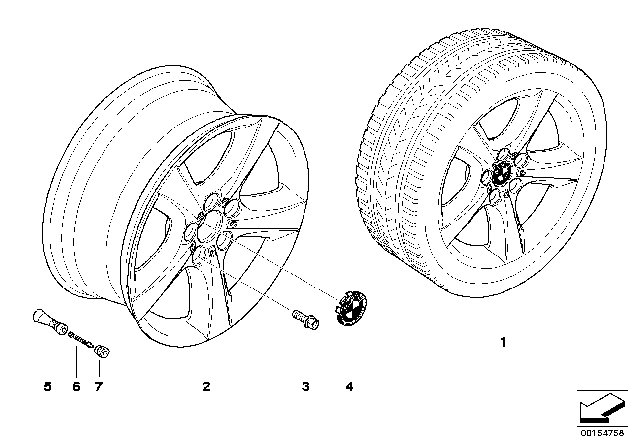 2010 BMW X5 BMW LA Wheel, Star Spoke Diagram 3