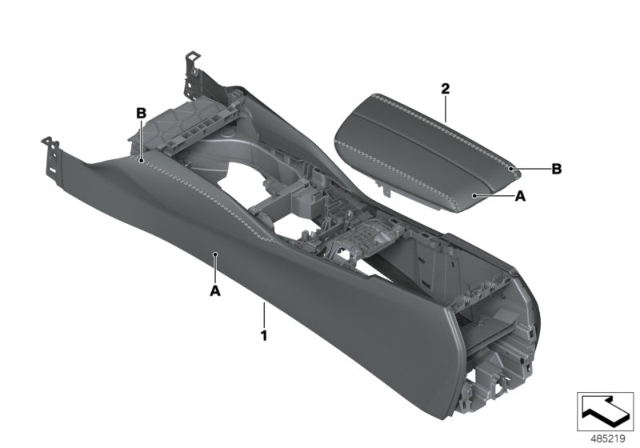 2019 BMW 530i xDrive Individual Option Centre Console Leather Diagram