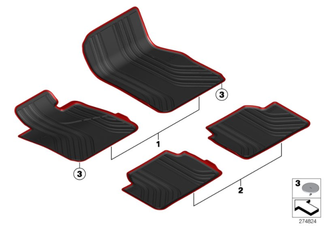 2013 BMW 328i Floor Mats Diagram 1