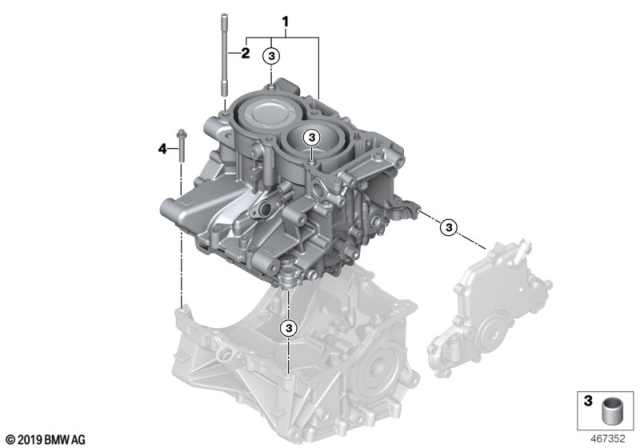 2020 BMW i3s Engine Block With Crankgear Diagram for 11118551907