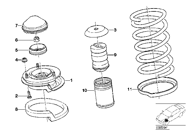 1992 BMW 325i Guide Support / Spring Pad / Attaching Parts Diagram 1