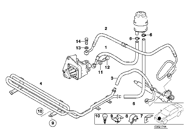 1988 BMW 325ix Hydro Steering - Oil Pipes Diagram 2
