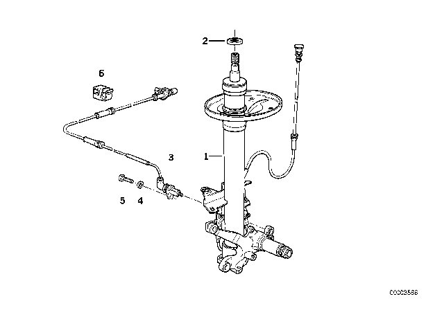 1995 BMW 540i Front Right Spring Strut Diagram for 31312227534