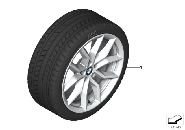 2020 BMW X6 Winter Wheel With Tire V-Spoke Diagram 2