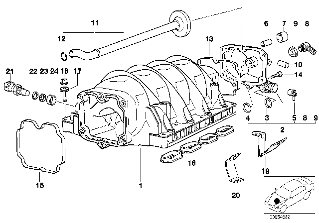 1997 BMW 840Ci Intake Manifold System Diagram