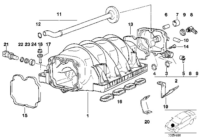 1996 BMW 840Ci Intake Air Temperature Sensor Diagram for 13621730035