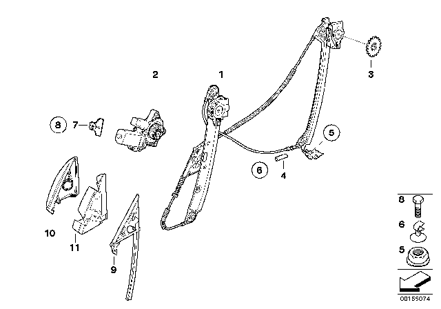 2008 BMW 128i Door Window Lifting Mechanism Diagram 1