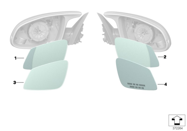 2019 BMW M4 Mirror Glass Diagram 1