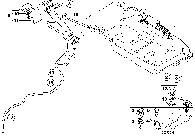 2003 BMW Z8 Clip Diagram for 16131182213