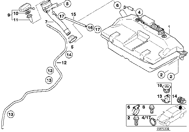 2003 BMW Z8 Fuel Tank With Sound Protection Cap Diagram for 16146751605