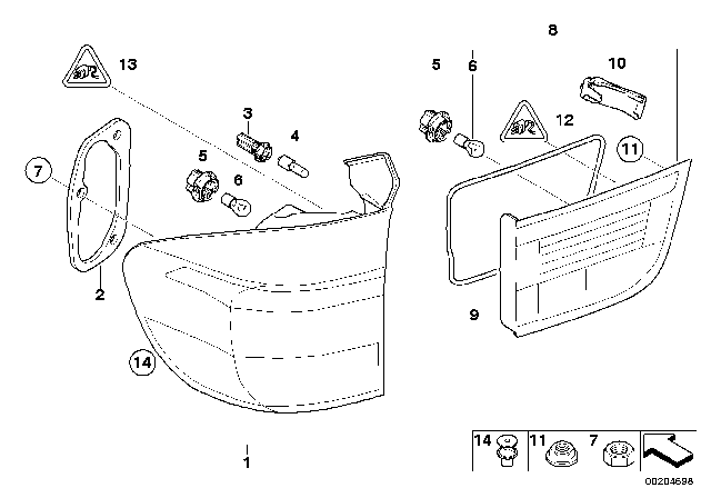 2010 BMW X5 Rear Light In The Side Panel, Left Diagram for 63217200819