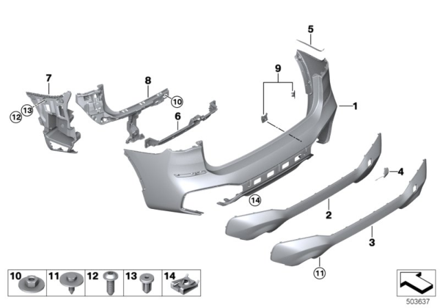 2020 BMW X1 M Trim Panel, Rear Diagram