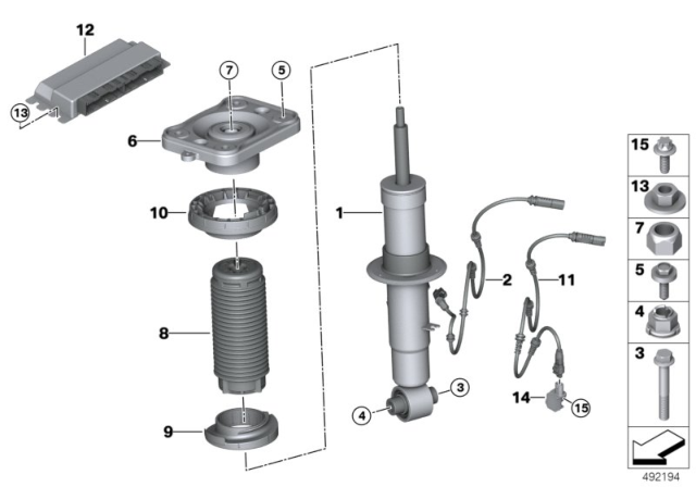 2020 BMW X5 SPRING STRUT REAR RIGHT VDC Diagram for 37106869026