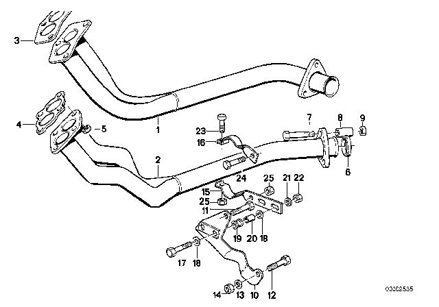 1983 BMW 320i Exhaust Pipe Diagram