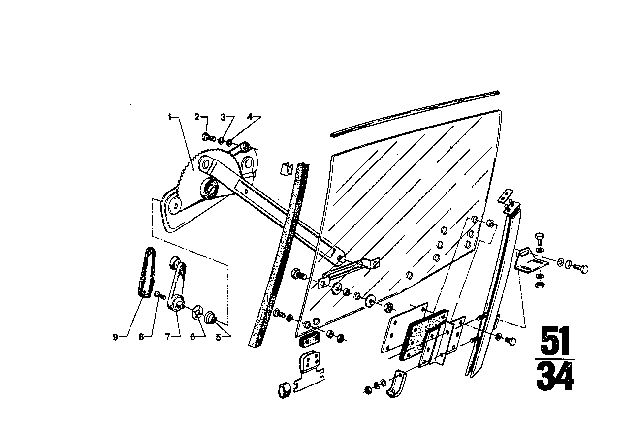 1972 BMW 3.0CS Door Window Lifting Mechanism Diagram 3