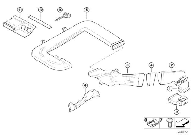 2003 BMW 745Li Air Duct, Rear Compart. Air Conditioner., Right Diagram for 64227032956