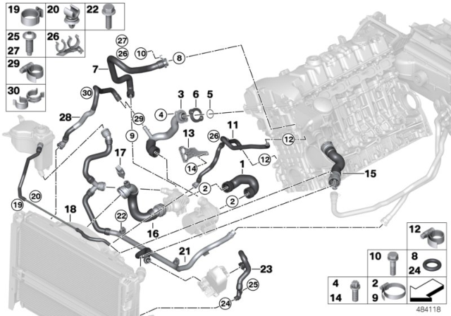 2009 BMW 328i Cooling System Coolant Hoses Diagram 2