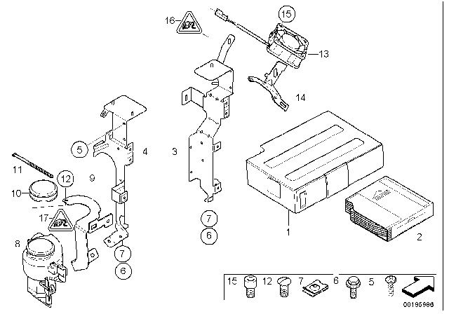 2005 BMW 745i DVD Changer/Bracket Diagram