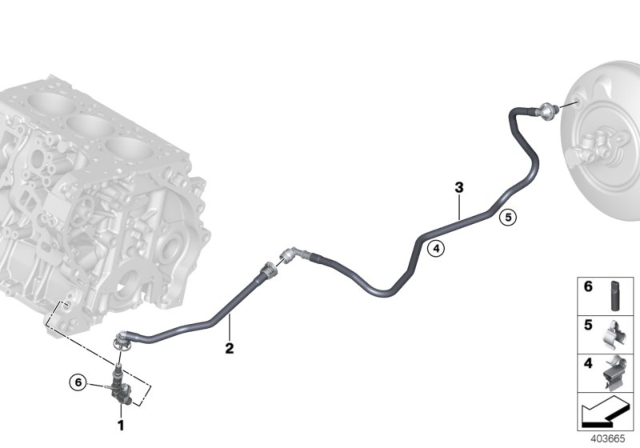 2020 BMW 228i xDrive Gran Coupe Vacuum Line, Brake Servo Diagram