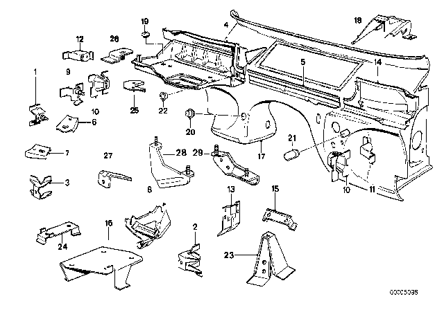 1989 BMW 325ix Splash Wall Parts Diagram