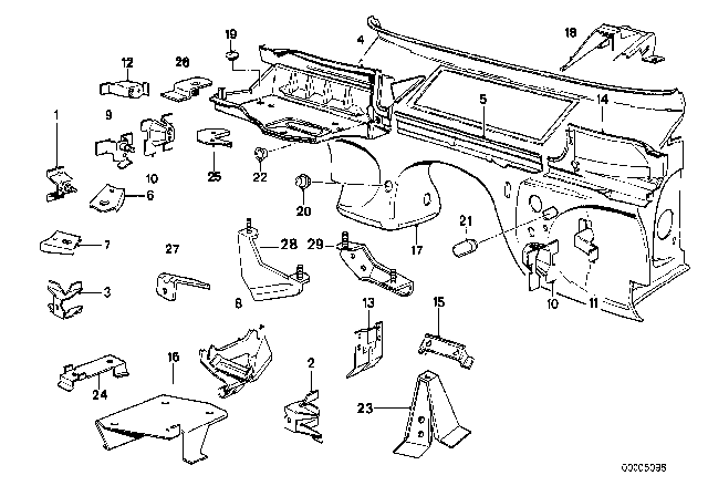 1984 BMW 318i Splash Wall Parts Diagram