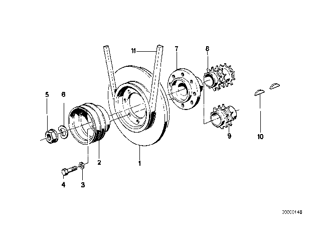 1986 BMW 535i Belt Drive-Vibration Damper Diagram
