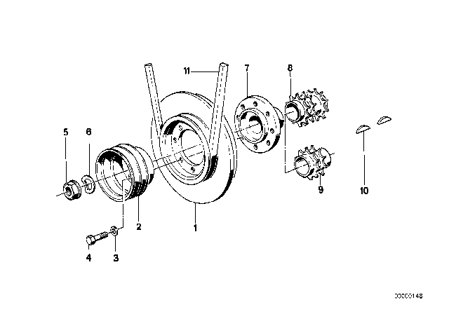 1989 BMW 735i Pulley Diagram for 11231716270