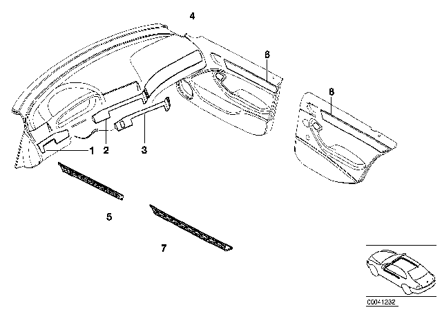 2003 BMW 325i Wagon M56 Engine(E46) Individual Decorative Strips Diagram