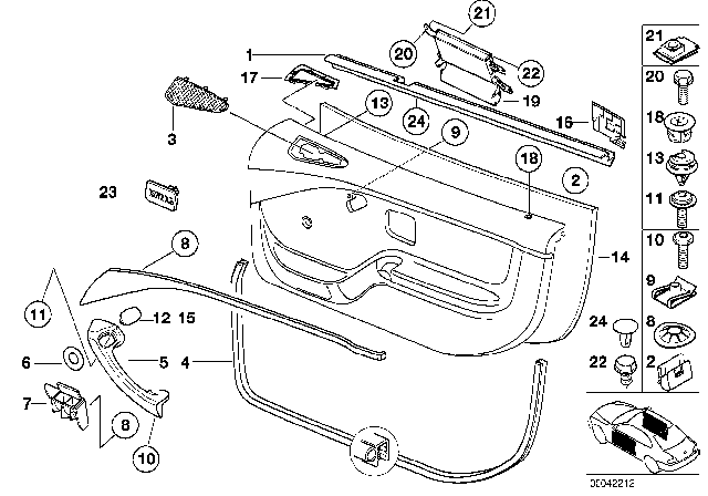 2000 BMW Z3 Door Lining Single Parts Diagram