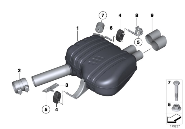 2016 BMW 535d Exhaust System Diagram