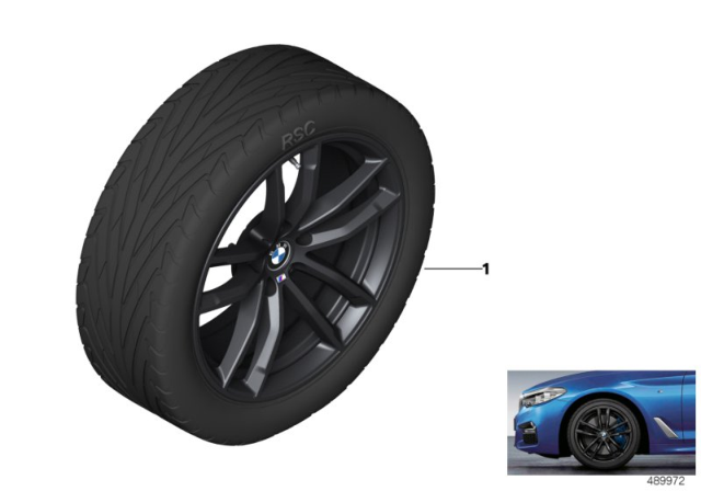 2018 BMW M550i xDrive BMW Light-Alloy Wheel, M Double Spoke Diagram