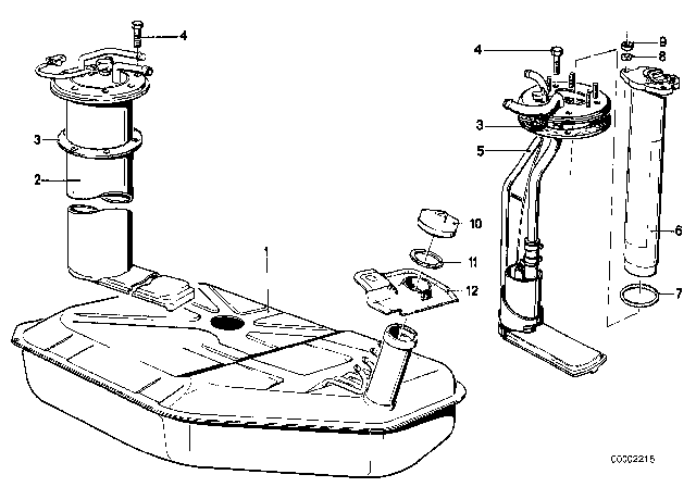 1980 BMW 733i Fuel Tank / Fuel Feed Diagram 1