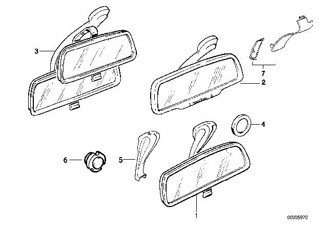 1992 BMW 735iL Interior Rear-View Mirror Diagram