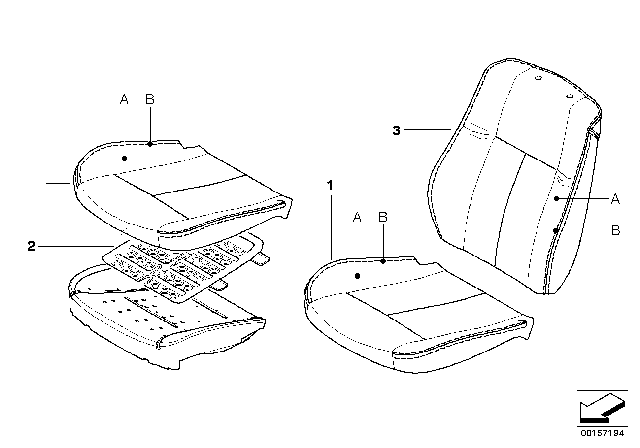 2006 BMW 650i Basic Seat Upholstery, Leather Diagram for 52107969512