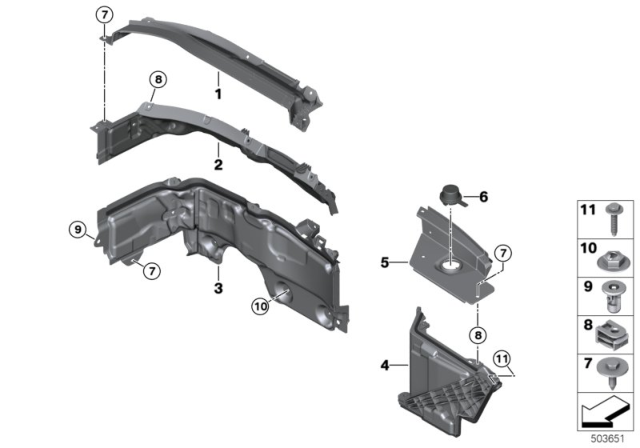 2020 BMW M235i xDrive Gran Coupe Bulkhead, Top Section, Front Diagram for 41007290712