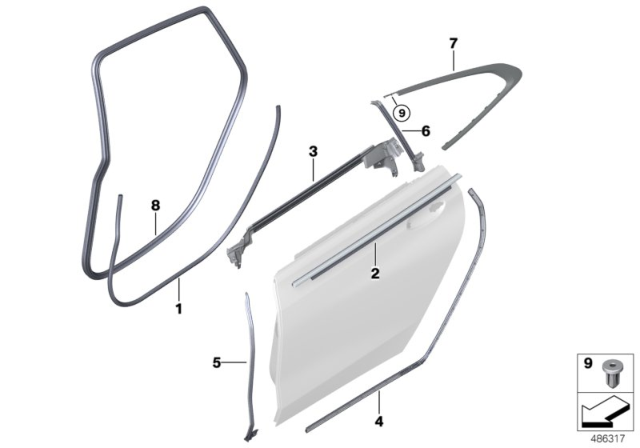 2018 BMW 640i xDrive Gran Turismo Caulking Entrance Rear Door Right Diagram for 51767416352