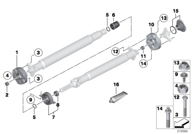 2014 BMW 328i xDrive Flexible Discs / Centre Mount / Insert Nut Diagram